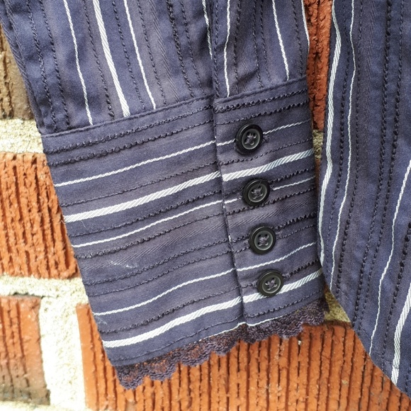 Deep purple striped victorian style blouse - Picture 3 of 3